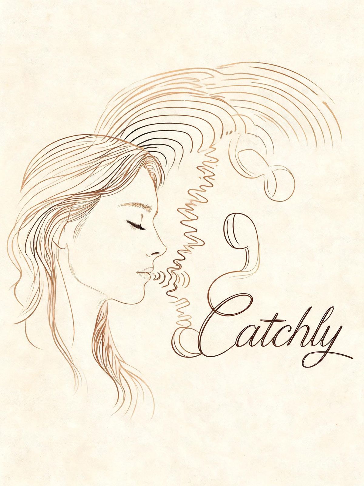 Hand-illustrated portrait of Amy, the Catchly AI receptionist, in warm earth tones